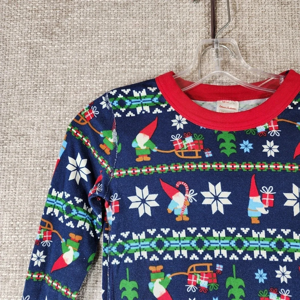 Hanna Andersson Organic Cotton Holiday Elf Pajama Set Youth US 14 Navy Blue